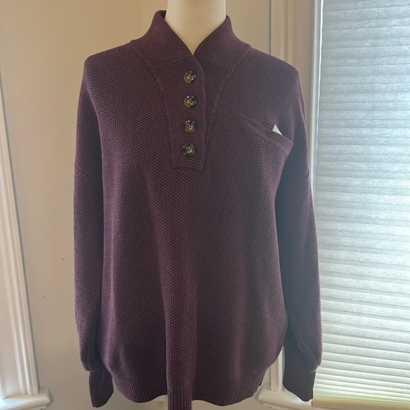 Lunya Cozy Cotton Silk Pocket Henley, Medium, Brandied Plum, NWT - Picture 5 of 9